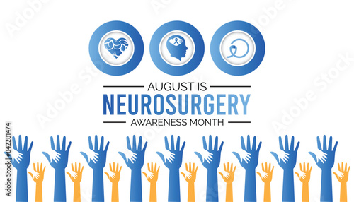 Neurosurgery awareness month is observed every year on August.banner design template Vector illustration background design.