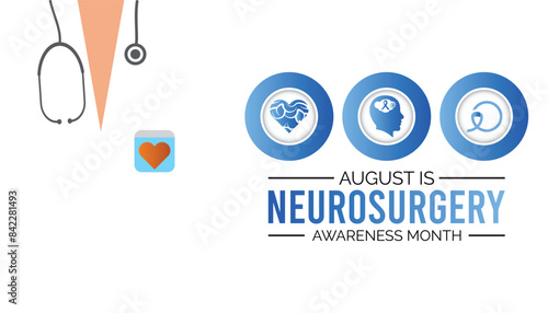 Neurosurgery awareness month is observed every year on August.banner design template Vector illustration background design.