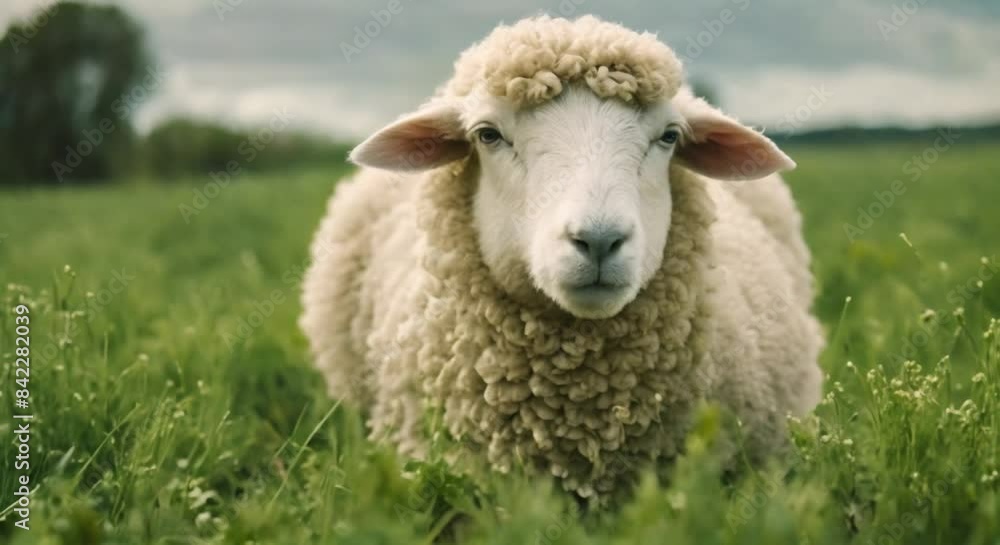 Farm Life: Portrait of a Sweet Sheep on the Meadow Farm Life: Portrait of a Sweet Sheep on the Meadow