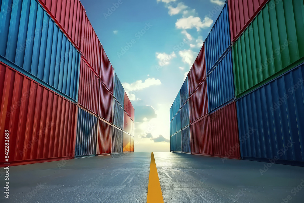custom made wallpaper toronto digitalRows of shipping containers in different colors. Transport business. Logistics import and export of goods.