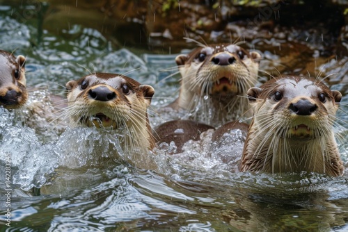 Playful Otters Frolicking in Water