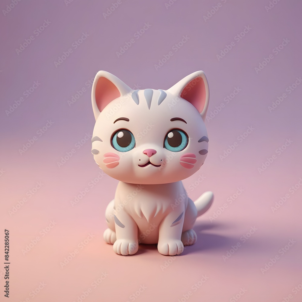 Fototapeta premium a close up of a white cat sitting on a pink surface