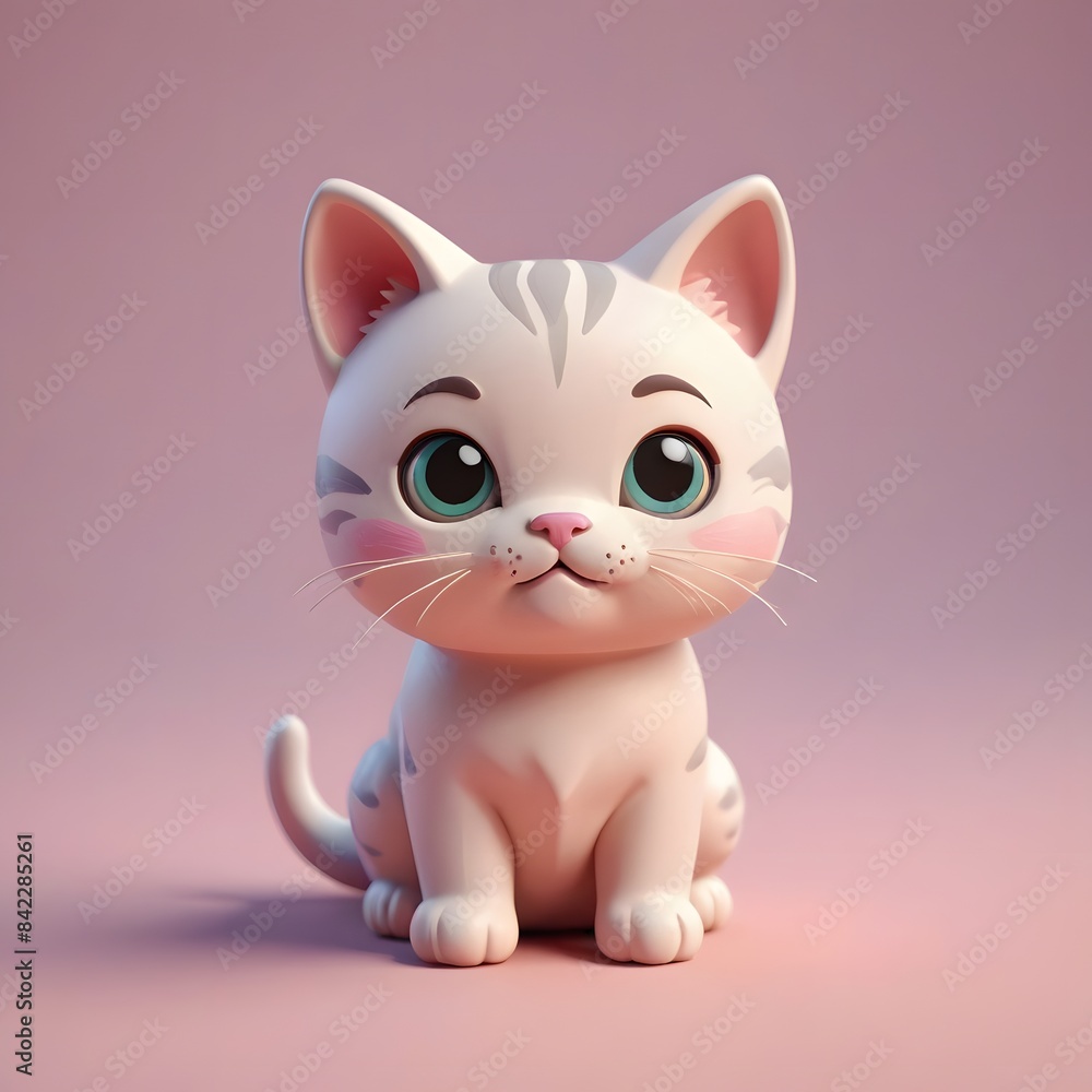 a close up of a white cat sitting on a pink surface a close up of a white cat sitting on a pink surface