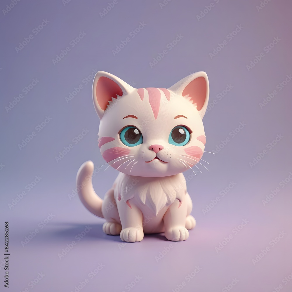 Fototapeta premium a close up of a white cat sitting on a pink surface