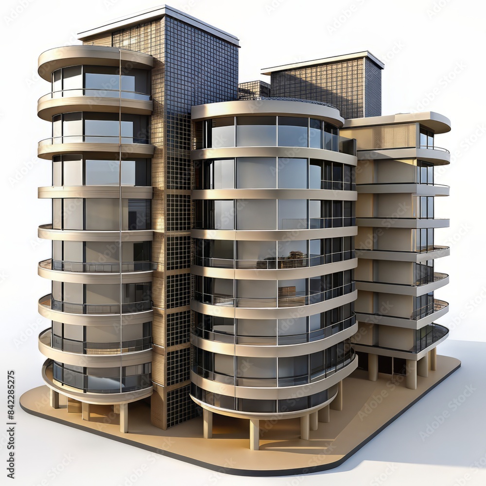 3D Render of a luxury condominium building, on isolated white background, Generative AI 3D Render of a luxury condominium building, on isolated white background, Generative AI