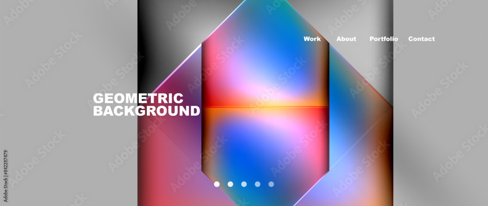 Fototapeta premium Metal triangles with colorful bright triangles. Geometric modern minimalist design template