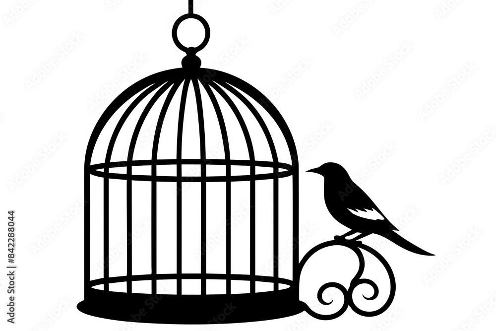 bird cage vector silhouette illustration bird cage vector silhouette illustration