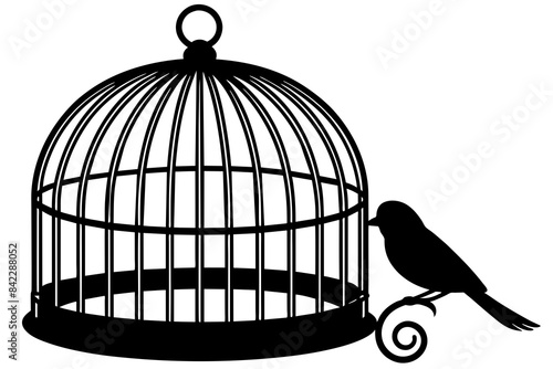 bird cage vector silhouette illustration