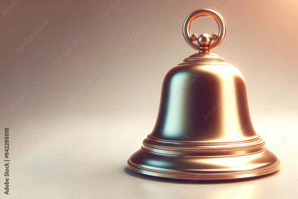 A golden bell on a clean background. Space for text. A golden bell on a clean background. Space for text.