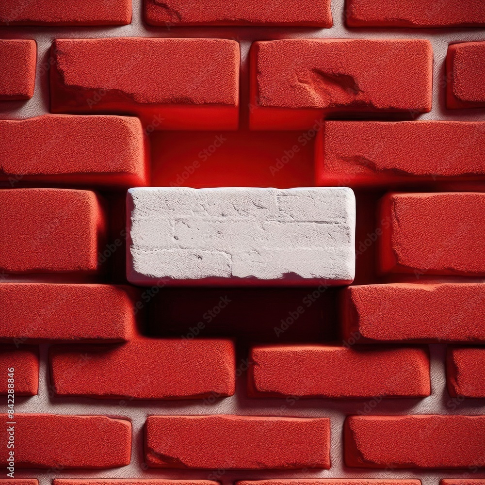 White brick among the brickwork of red bricks. White brick among the brickwork of red bricks.