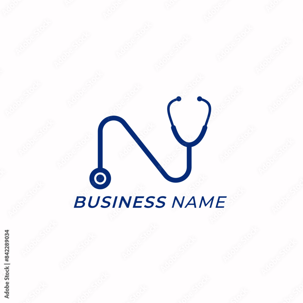 design logo creative stethoscope and letter N design logo creative stethoscope and letter N