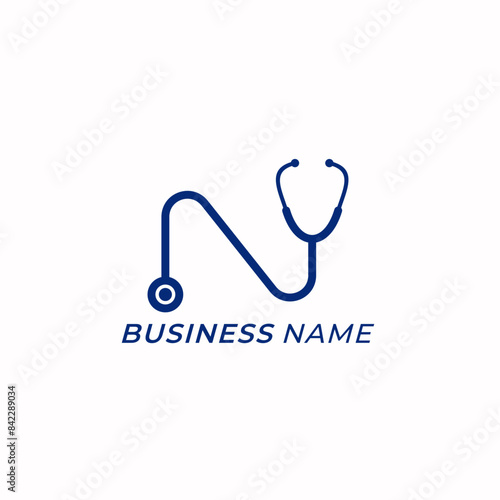 design logo creative stethoscope and letter N
