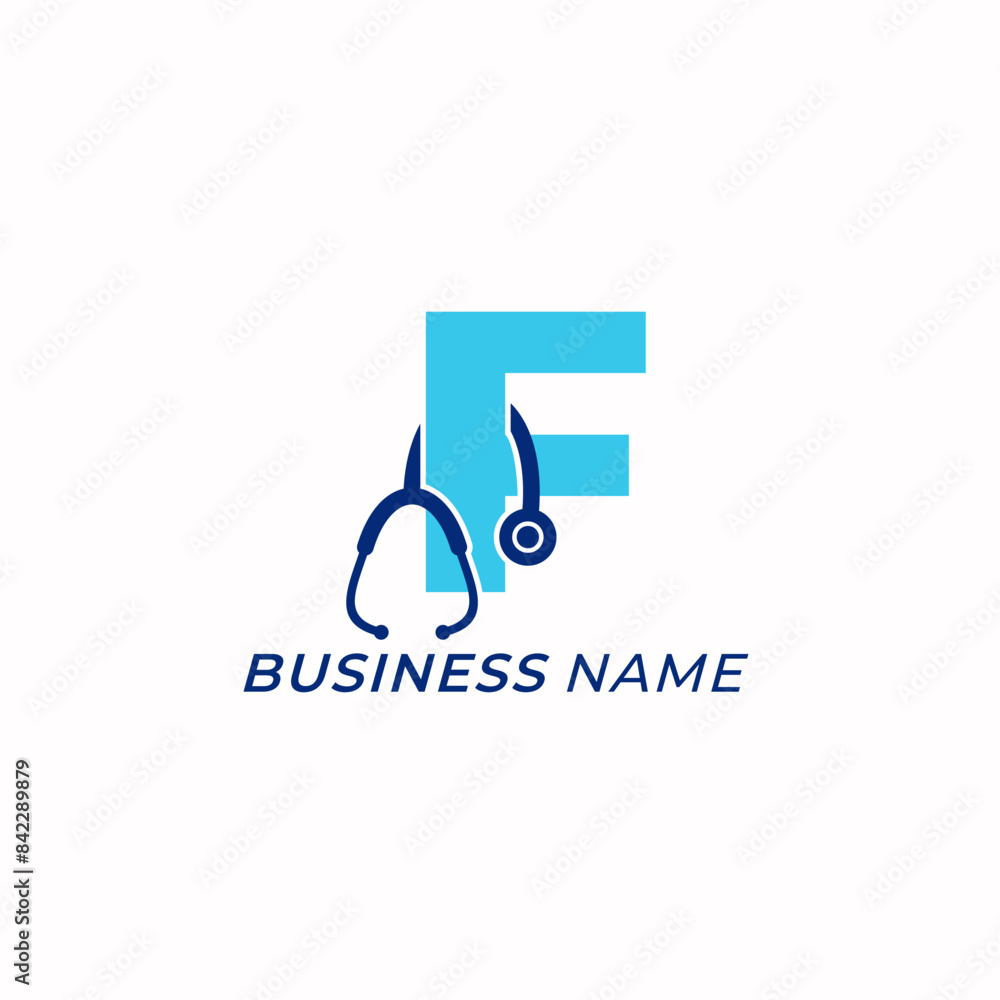 logo design creative letter F and stethoscope logo design creative letter F and stethoscope
