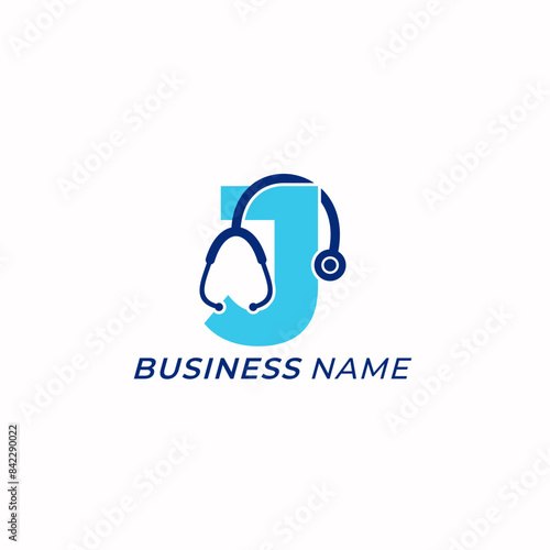 design logo creative stethoscope and letter J