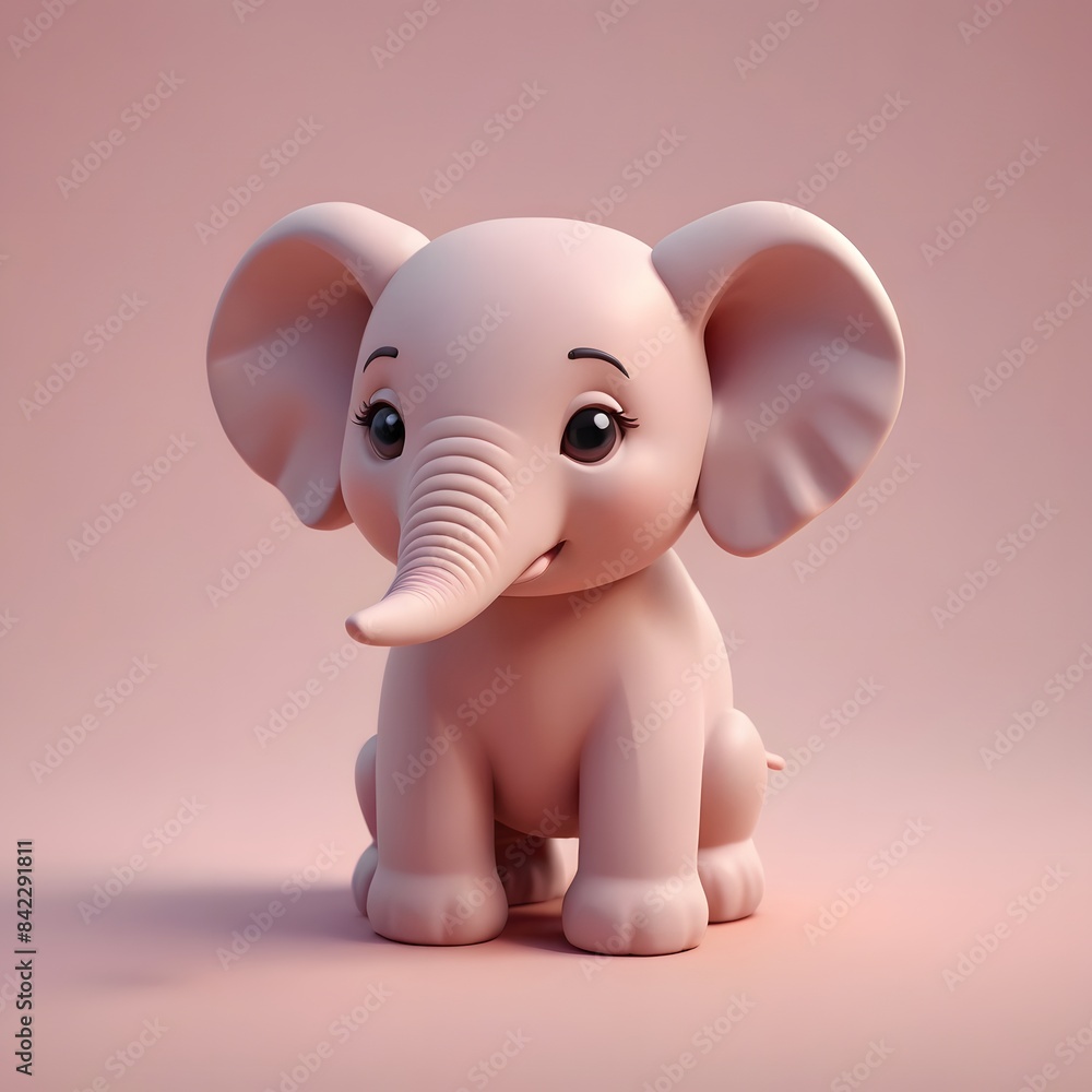 Fototapeta premium a close up of a small elephant sitting on a pink surface