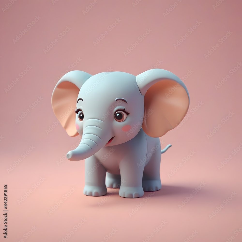 a close up of a small elephant sitting on a pink surface a close up of a small elephant sitting on a pink surface