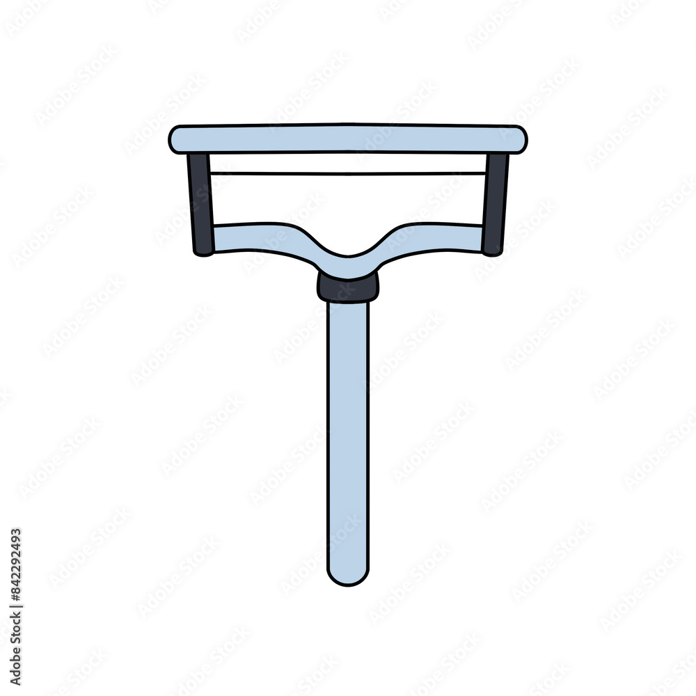 A blue and white object with a black handle A blue and white object with a black handle