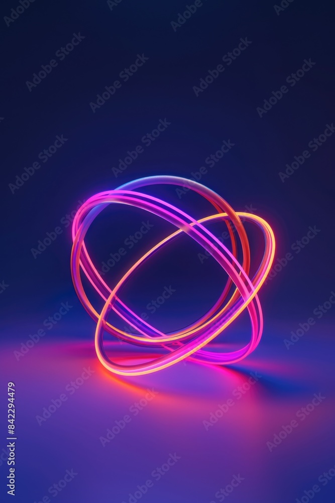 Neon Object on Blue Surface Neon Object on Blue Surface