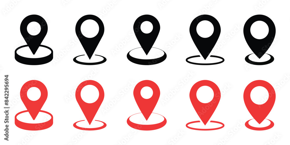 Location icon set. Flat icon set of location and map pins. Map pin place marker. Location pointer icon symbol in flat style. Position symbol. Location icon set. Flat icon set of location and map pins. Map pin place marker. Location pointer icon symbol in flat style. Position symbol.