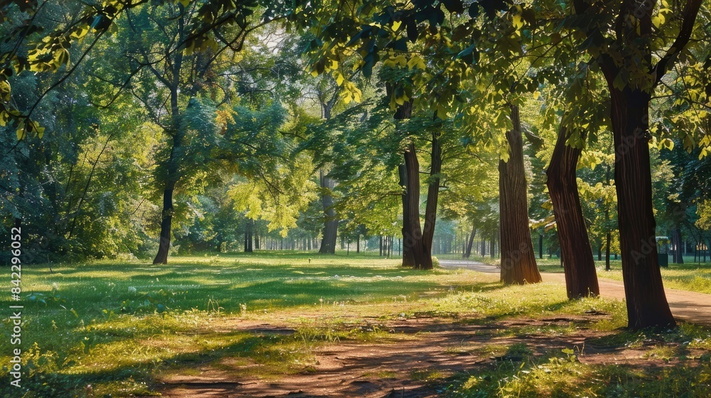 Naklejka premium Sunny Day in a Green Park
