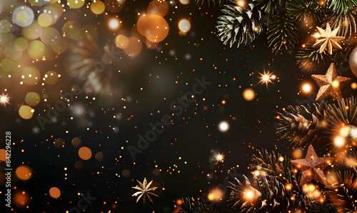 New Years Eve with fireworks copy space background