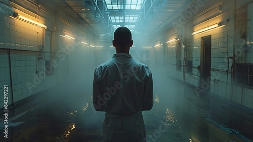 Male nurse in hospital for horror movie scene