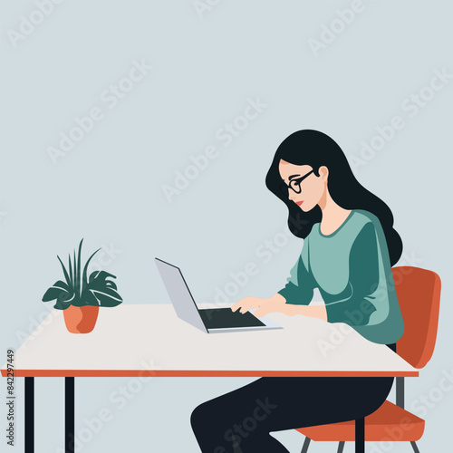 Girl going working Businessman standing illustration vector card