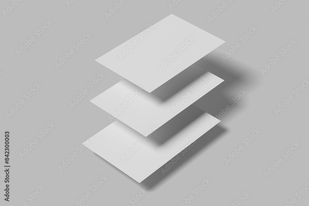 Blank three Business Card 85mm X 55mm Mockup
