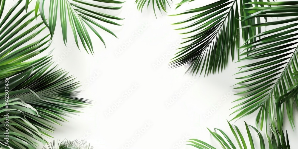 Green palm fronds on white Green palm fronds on white