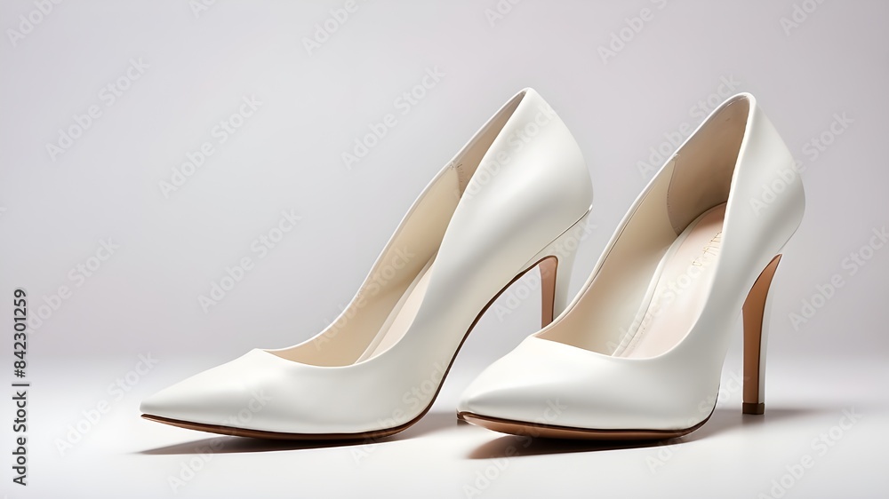 White background with white lady shoes White background with white lady shoes
