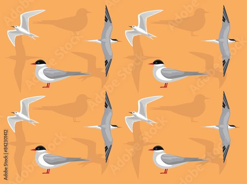 Bird Acrtic Tern Cartoon Cute Seamless Wallpaper Background