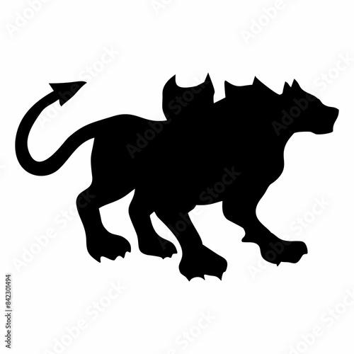 silhouette of a three-headed dog or ceberus photo