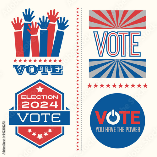 2024 United States Election motivational phrases to encourage voting in the November 2024 election. Saving Democracy, for web banners, cards, posters, stickers, social media