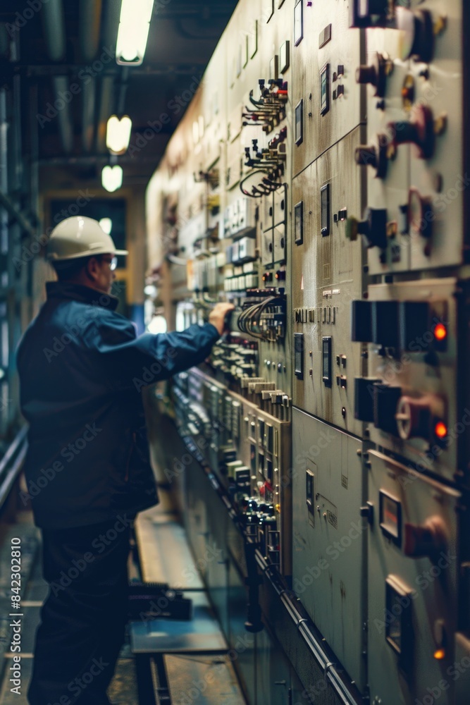 Obraz premium Operator at Control Panel