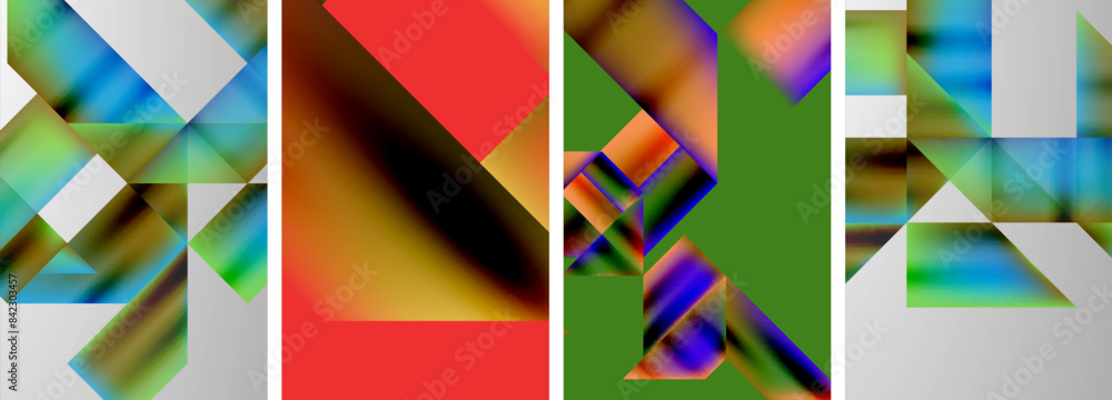 Set of colorful geometric posters - round shapes and circles with fluid color gradients. Abstract backgrounds for wallpaper, business card, cover, poster, banner, brochure, header, website Set of colorful geometric posters - round shapes and circles with fluid color gradients. Abstract backgrounds for wallpaper, business card, cover, poster, banner, brochure, header, website