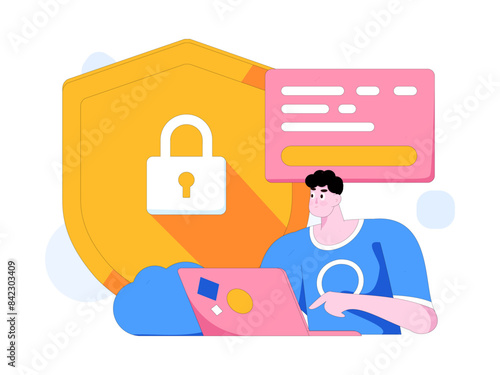 Business network security character flat vector concept operation hand drawn illustration
