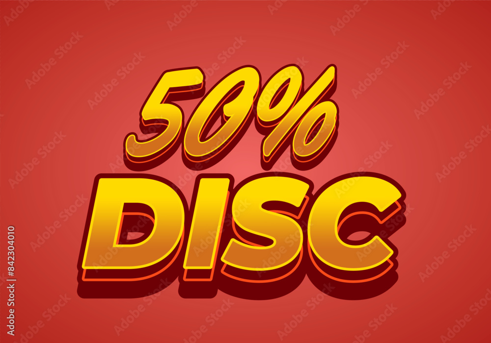 50 percent discount. Text effect in 3D style with good colors 50 percent discount. Text effect in 3D style with good colors