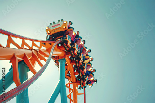 Roller coaster ride, thrilling amusement park attraction