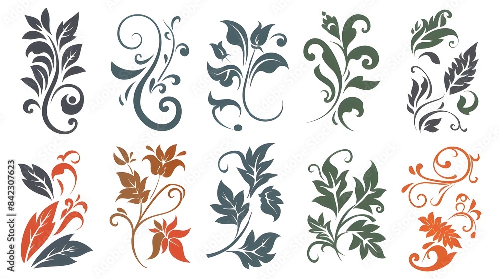 set of floral elements set of floral elements