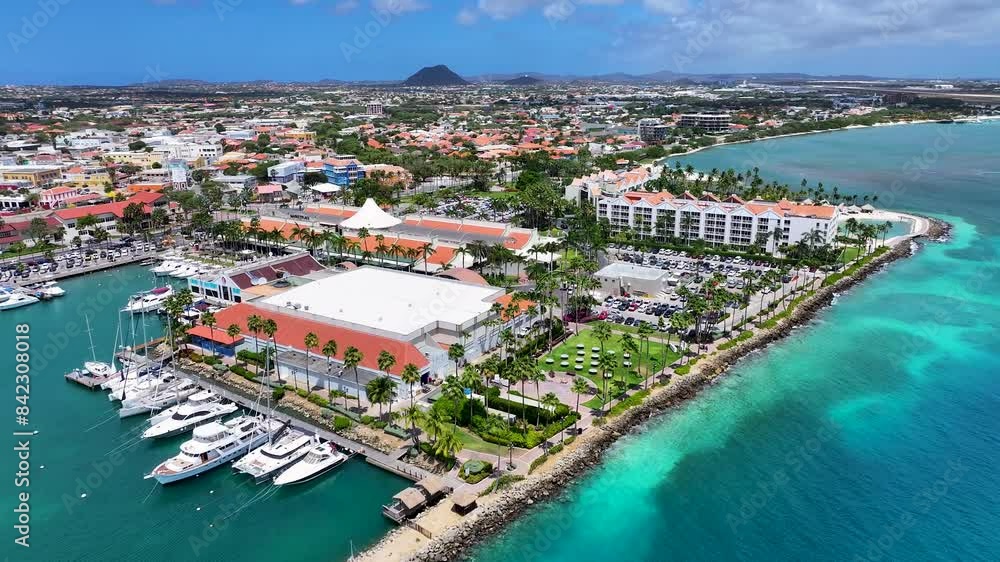 Luxury Resort At Oranjestad In Caribbean Netherlands Aruba. Caribbean City. Downtown Skyline. Oranjestad At Caribbean Netherlands Aruba. Cityscape Landmark. Colorful Buildings. Luxury Resort At Oranjestad In Caribbean Netherlands Aruba. Caribbean City. Downtown Skyline. Oranjestad At Caribbean Netherlands Aruba. Cityscape Landmark. Colorful Buildings.