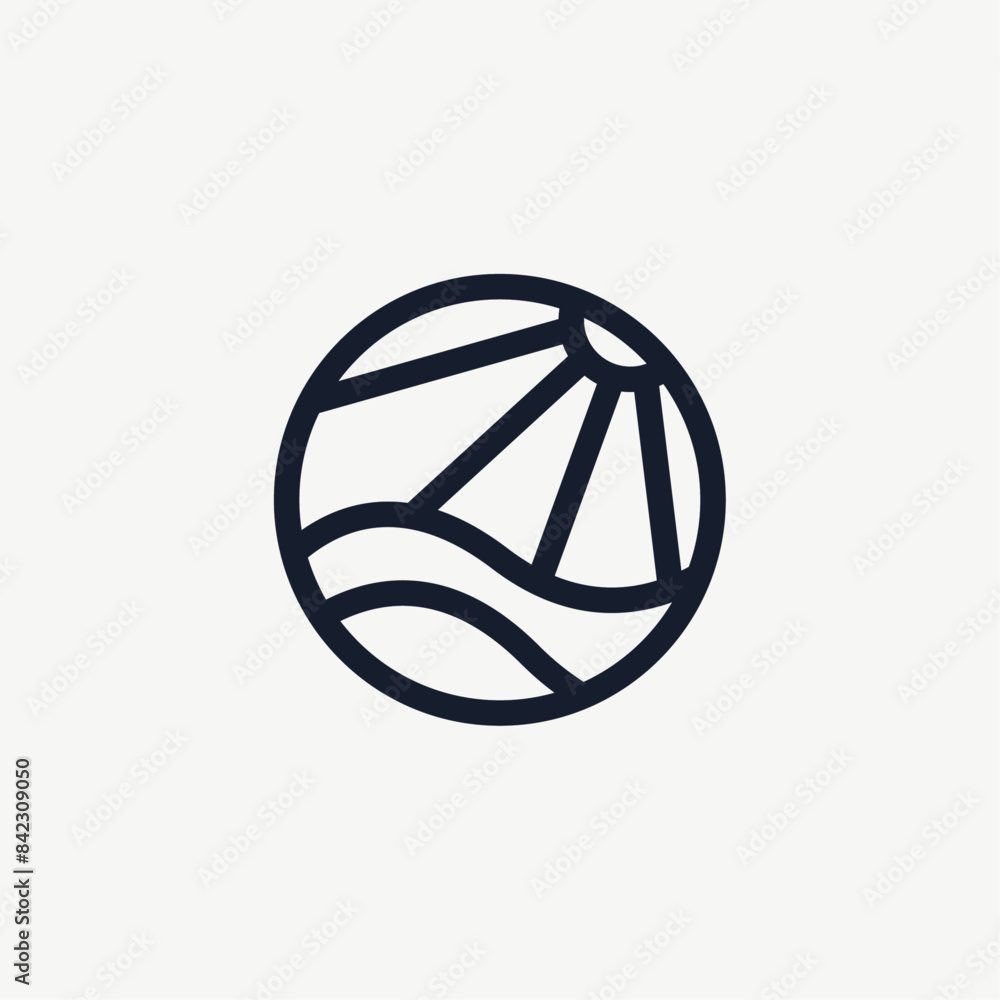 Modern Sun with Wave Logo Icon Vector Modern Sun with Wave Logo Icon Vector