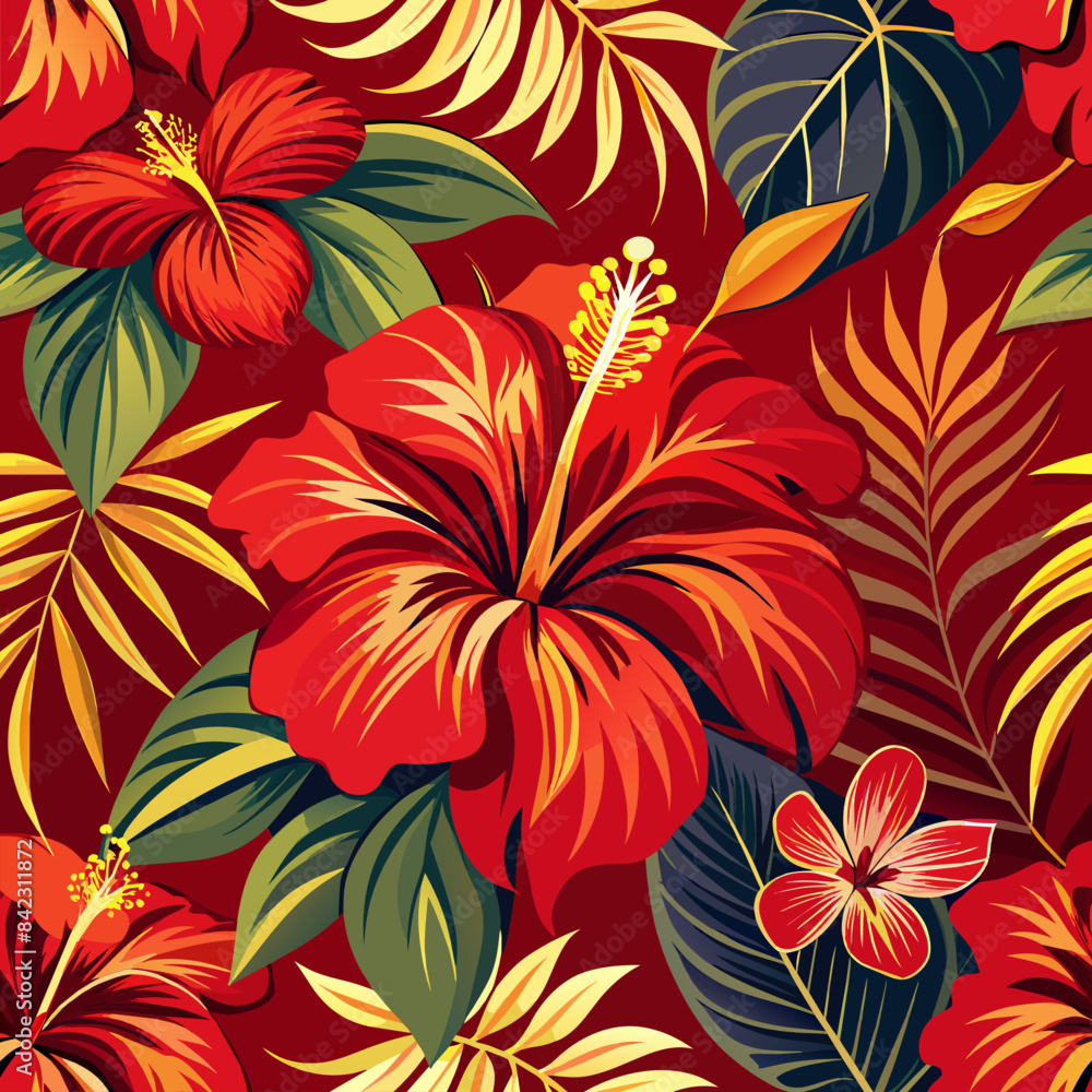 Fototapeta premium Elements of Hawaii with a seamless pattern design.