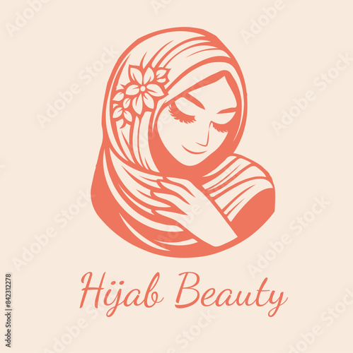 premium linear  style beauty hijab  logo design template symbol illustration  perfect for beauty Muslimah salon or hijab store