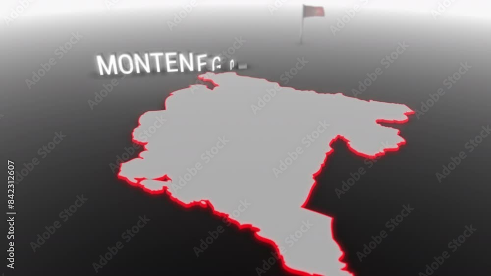 3d animated map of Montenegro gets hit and fractured by the text “Inflation” 3d animated map of Montenegro gets hit and fractured by the text “Inflation”