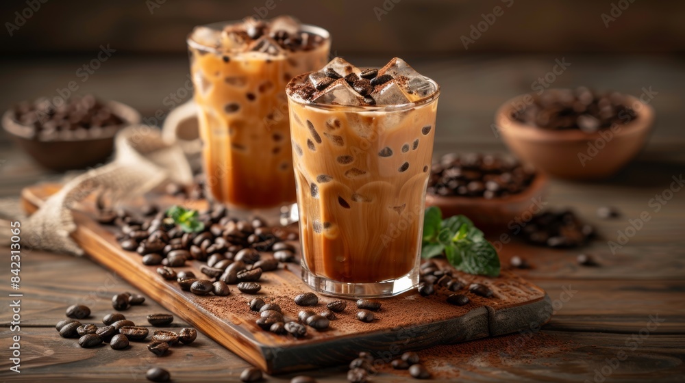 Delicious Iced Milk Coffee in the Afternoon Delicious Iced Milk Coffee in the Afternoon