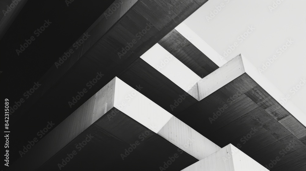 Fototapeta premium Minimalistic Abstract Architecture Desktop Wallpaper, Geometric Shapes, Monochromatic color, Modern Simplicity, banner design, brochure, pattern design, web, wallpaper, background template