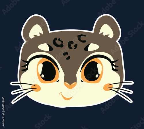 Vector illustration of feline face in cartoon style.