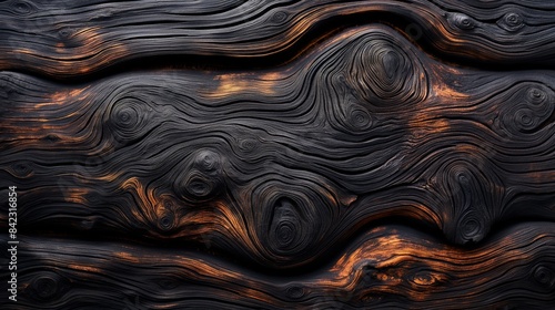 Rich Ebony Wood Texture Background with Deep Black Grains - 4' x 8' Sheet