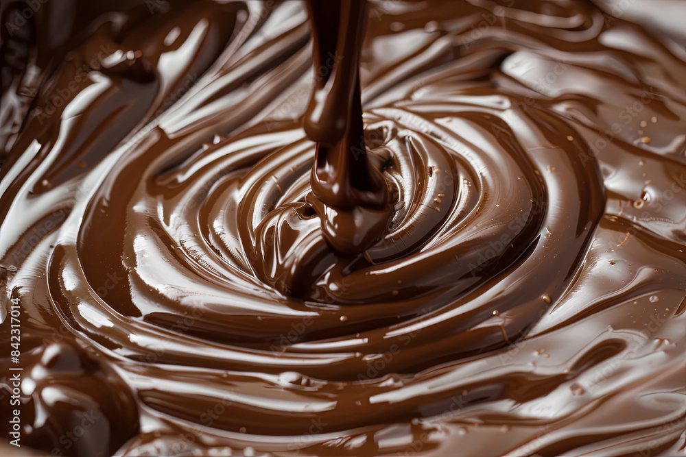Ribbons of chocolate being poured, sweet and indulgent Ribbons of chocolate being poured, sweet and indulgent