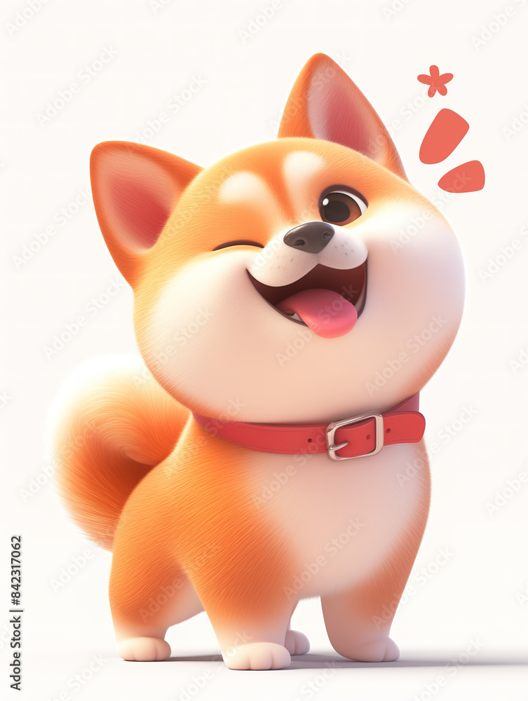 Naklejka premium Cute 3D dog animal patterns, illustrations, posters, background images, decorative graphics, wallpapers, stickers.